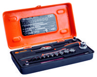 Bahco Doppenset 1/4" | peervormige ratel | twaalfkant | inch-maten - 18-delig - metalen koffer - A6718DZ
