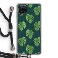 Monstera leaves: Samsung Galaxy A12 Transparant Hoesje met koord