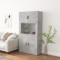 Hoge kast bewerkt hout betongrijs