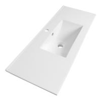 Adema Vygo Meubelwastafel - 101x2x46cm - overloop - 1 wasbak - 1 kraangat - keramiek - wit SW804532