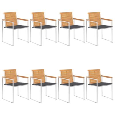Tuinstoelen 8 st met kussens massief teakhout