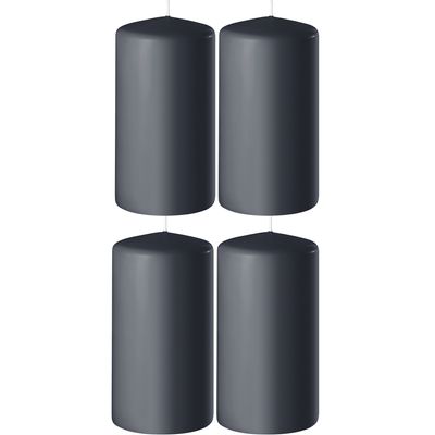4x Antraciet grijze cilinderkaarsen/stompkaarsen 6 x 8 cm 27 branduren