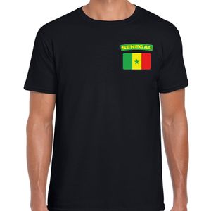 Senegal t-shirt met vlag zwart op borst voor heren