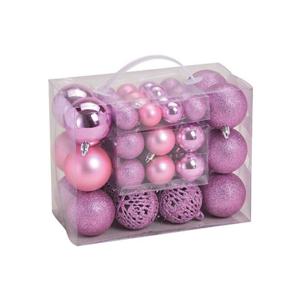 Kerstballen - set 50x st - roze - mix 3, 4 en 6 cm - kunststof - pakket