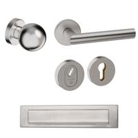 Hardbrass Voordeurset Sfera rond met anti-kerntrek SKG*** - RVS Hardbrass Voordeurset Sfera rond met anti-kerntrek SKG*** - RVS