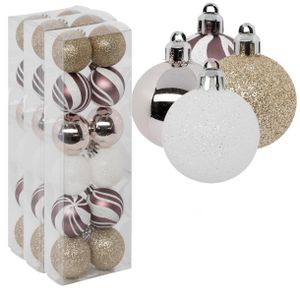 Kerstballen - 36x stuks - champagne/roze/wit/goud - 4 cm - kunststof