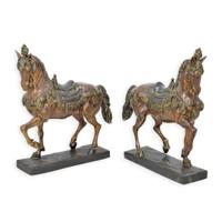 A PAIR OF 2 BRONZE CAROUSEL HORSES A PAIR OF 2 BRONZE CAROUSEL HORSES