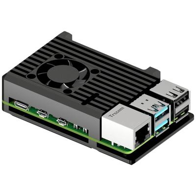 Joy-it Armor Case BLOCK ACTIVE SBC-behuizing Geschikt voor serie: Raspberry Pi® Incl. actieve koeler Zwart