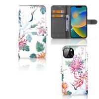 iPhone 14 Plus | Telefoonhoesje | Met pasjeshouder | Bird Flowers