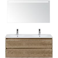 Dante Badmeubelset 120 cm - Natuur Eiken - Keramische Wastafel Wit Enjoy met Sence Spiegel