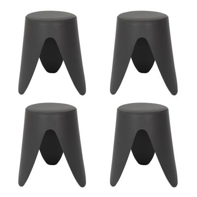 Stapelbaar zit krukje Gala - 4x - kunststof - antraciet - D30 x H46 cm - stoelen