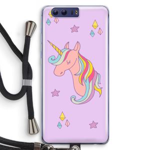 Roze eenhoorn: Honor 9 Transparant Hoesje met koord