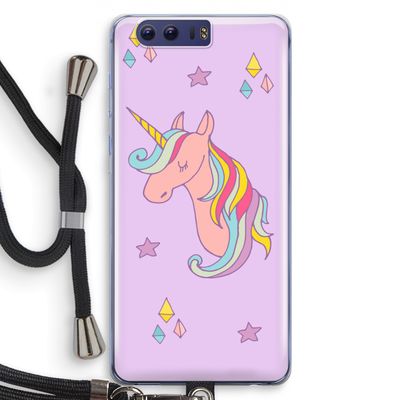 Roze eenhoorn: Honor 9 Transparant Hoesje met koord