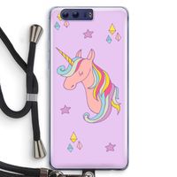 Roze eenhoorn: Honor 9 Transparant Hoesje met koord