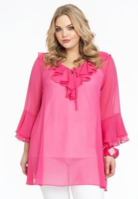 Yoek Tuniek met ruches | Roze | Maat 46/48