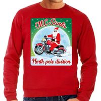 Foute Kersttrui voor motorliefhebers MC Santa rood voor heren - thumbnail