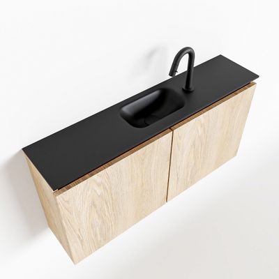 Toiletmeubel Mondiaz Ture | 100 cm | Meubelkleur Washed oak | Eden wastafel Urban Midden | 1 kraangat