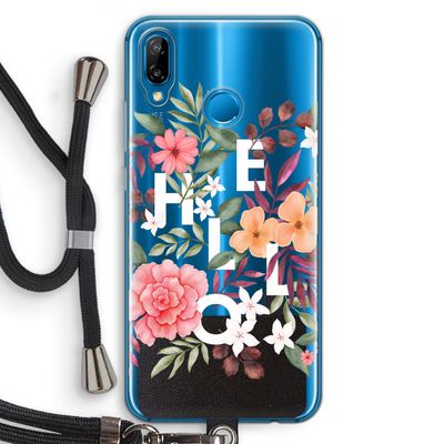 Hello in flowers: Huawei P20 Lite Transparant Hoesje met koord
