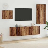 TV-kast Wandgemonteerd 4 pcs Oud Hout Bewerkt hout