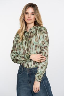 Geisha Blouse Print 53659-20 Blouse 530 Green/brown