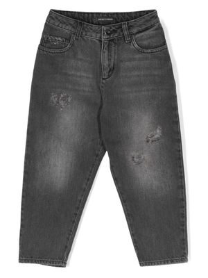 Emporio Armani Kids jean baggy à effet délavé - Noir