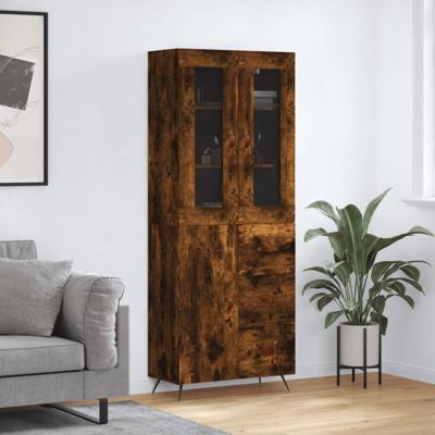 Hoge kast 69,5x34x180 cm bewerkt hout gerookt eikenkleurig