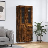 Hoge kast 69,5x34x180 cm bewerkt hout gerookt eikenkleurig