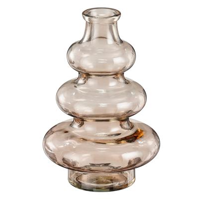 Bloemenvaas Sira - transparant glas - beige - D14,5 x H22 cm - vaas - sierlijk model