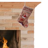 Decoris kerst sok met rendier - 1x - bruin - jute - H45 cm - kerstversiering - kerstdecoratie