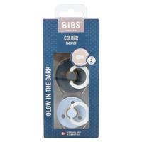 Bibs 2 Fopspeen Duo Glow Dark Iron&baby Blue