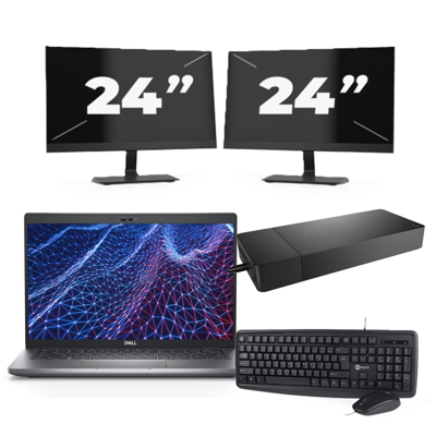 Dell Latitude 5430 - Intel Core i3-12e Generatie - 14 inch - 8GB RAM - 256GB SSD - Windows 11 Home + 2x 24 inch Monitor