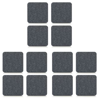 Onderzetters voor glazen - 12x - vilt - 10 x 10 cm - antraciet grijs