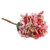 Kunstbloem Hortensia tak - roze - 35 cm - losse steel - Kunst zijdebloemen