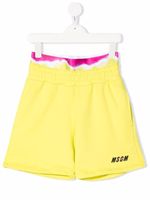 MSGM Kids short de sport à logo imprimé - Jaune - thumbnail