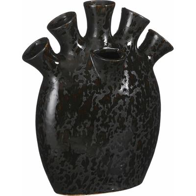 Mica Decorations Tulpenvaas - Saul - zwart - keramiek - 26 x 14 x 30,5 cm - vaas