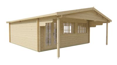 Blokhut - Tuinhuis Rune | 70 mm | vuren grijs geïmpregneerd