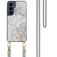 Samsung Galaxy A16 hoesje met grijs koord - Marmer grijs Samsung Galaxy A16 hoesje met grijs koord - Marmer grijs