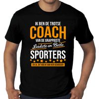 Grote maten Trotse coach van de beste sporters cadeau t-shirt zwart voor heren - thumbnail