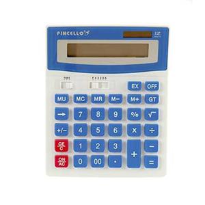 Rekenmachine/calculator - blauw - 15 x 19 cm - voor school of kantoor - Solar