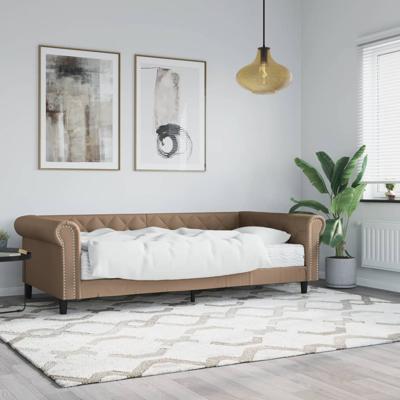 Slaapbank met matras 90x200 cm kunstleer cappuccinokleurig