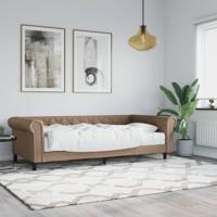 Slaapbank met matras 90x200 cm kunstleer cappuccinokleurig