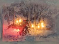 Canvas fietser led 40x30 cm - Annas collection