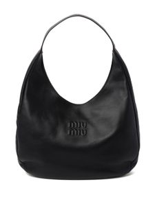 Miu Miu sac à main en cuir à logo embossé - Noir