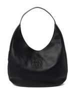 Miu Miu sac à main en cuir à logo embossé - Noir - thumbnail