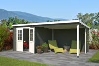 Outdoor Life Sunniva Blokhut 590x295 cm 28 mm vuren Green Grey-Wit gecoat- Lessenaarsdak- - Outdoor Life Outdoor Life Sunniva Blokhut 590x295 cm 28 mm vuren Green Grey-Wit gecoat- Lessenaarsdak- - Outdoor Life