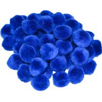 Pompons - 65x - donker blauw - 10 mm - hobby/knutsel materialen - thumbnail