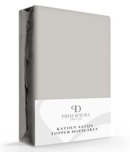 Primaviera Deluxe Katoen-Satijn Topper Hoeslaken Grijs-160 x 220 cm