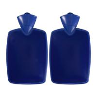 Warm water kruik - 2x - kunststof kruik - zonder hoes - blauw - 1,8 liter