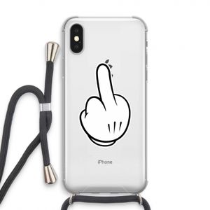 Middle finger white: iPhone X Transparant Hoesje met koord