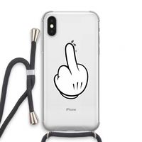 Middle finger white: iPhone X Transparant Hoesje met koord
